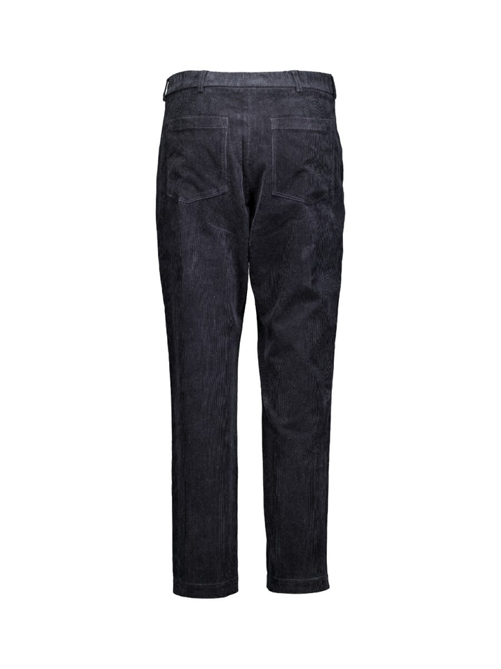Donkerblauwe relaxed broek in ribfluweel met elastiek Paynt Bellerose 