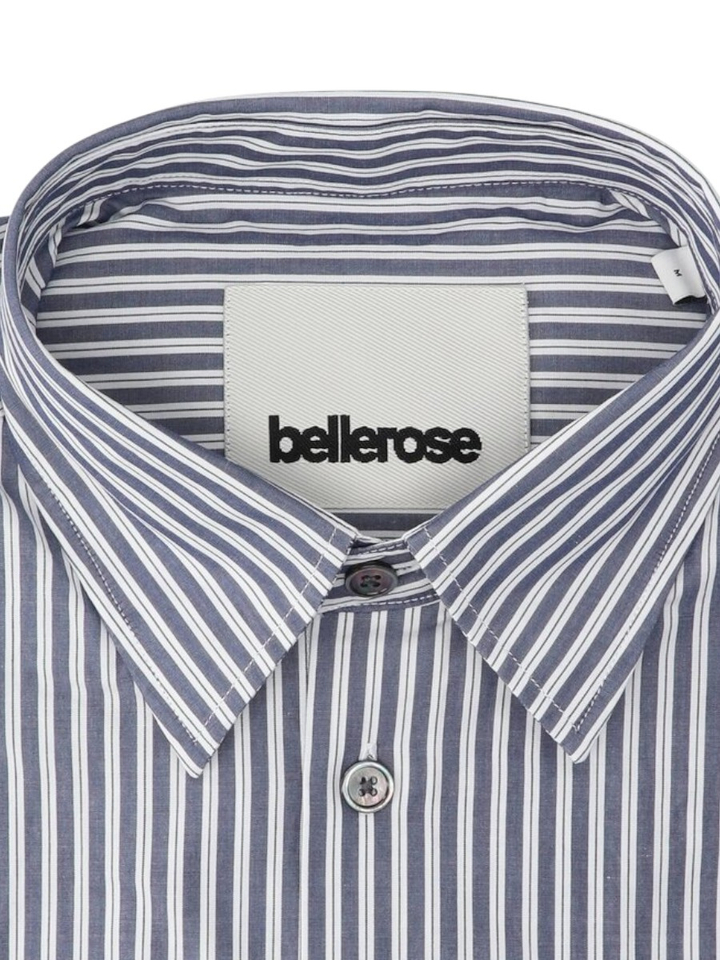 Blauw katoenen hemd (regular fit) met witte strepen en lange mouwen Bellerose