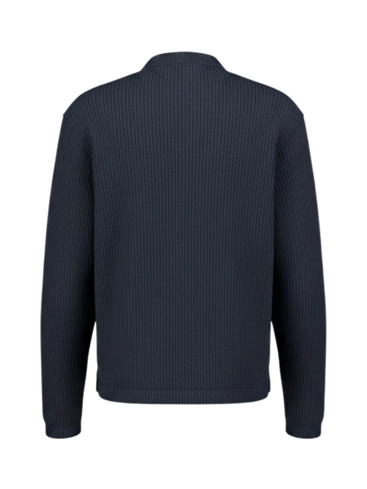 Donkerblauwe casual polo met lange mouwen Vlugies Bellerose