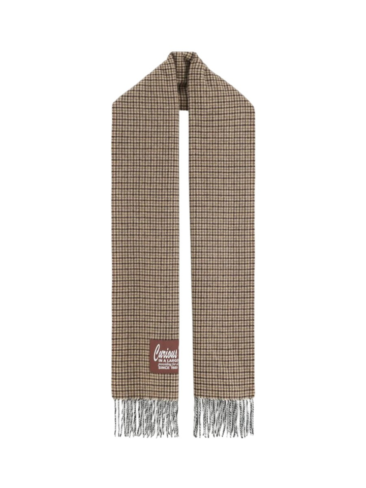 Beige wollen sjaal met ruit motief Bellerose
