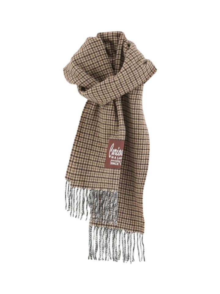 Beige wollen sjaal met ruit motief Bellerose
