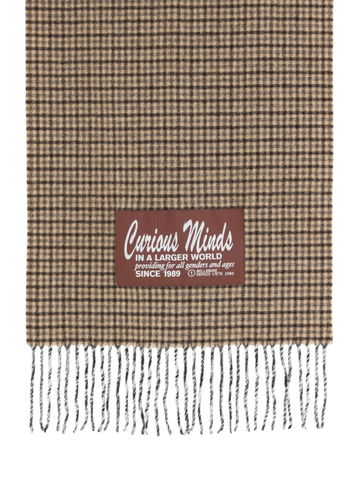 Beige wollen sjaal met ruit motief Bellerose
