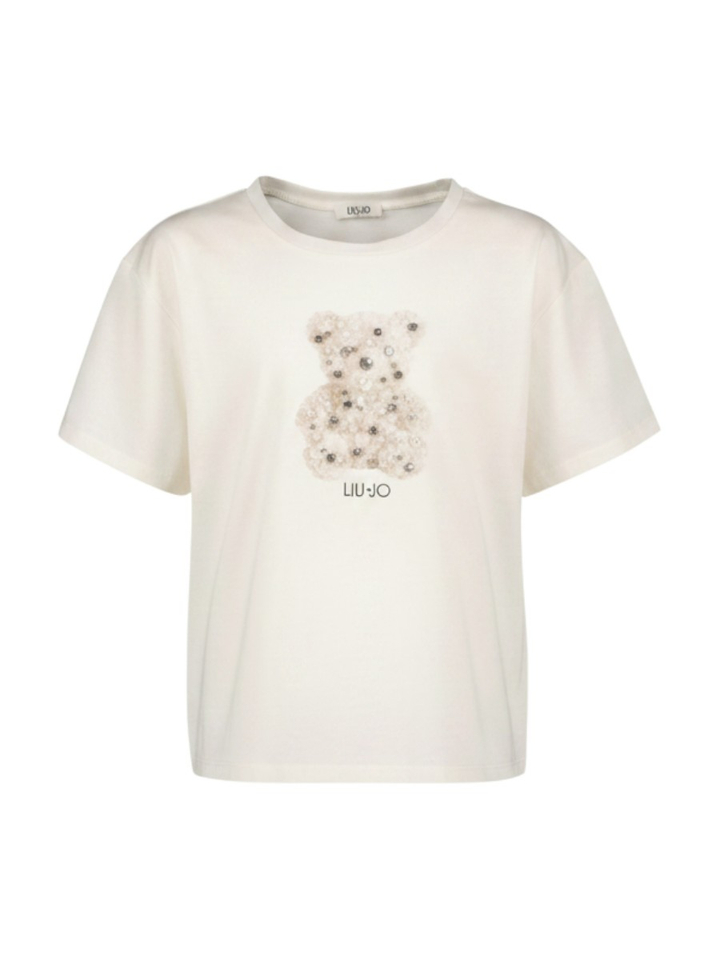 Witte T-shirt met parel detail Liu Jo