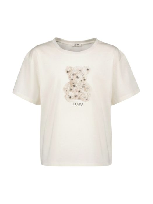 Witte T-shirt met parel detail Liu Jo