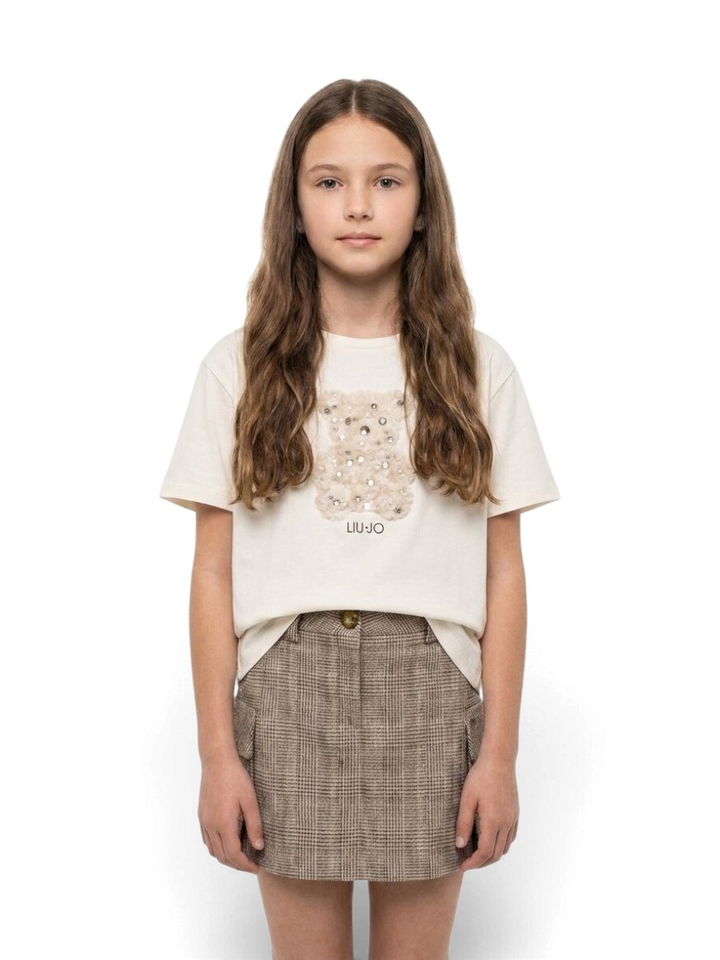 Witte T-shirt met parel detail Liu Jo