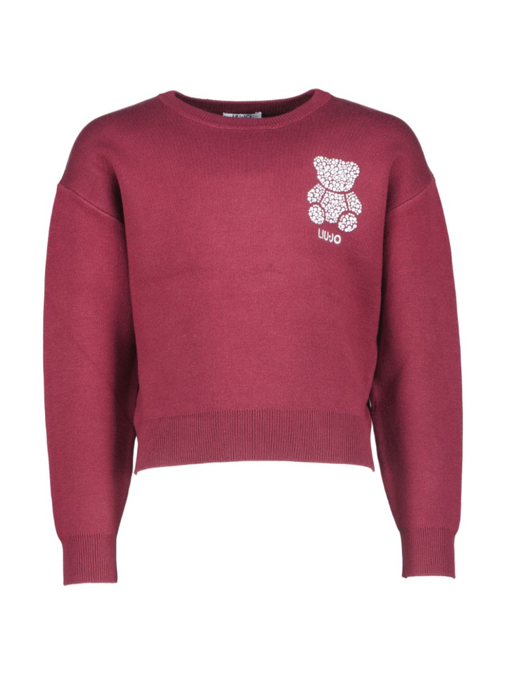 Bordeaux pull met beer in parelmoer Lui Jo