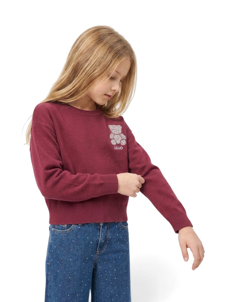 Bordeaux pull met beer in parelmoer Lui Jo