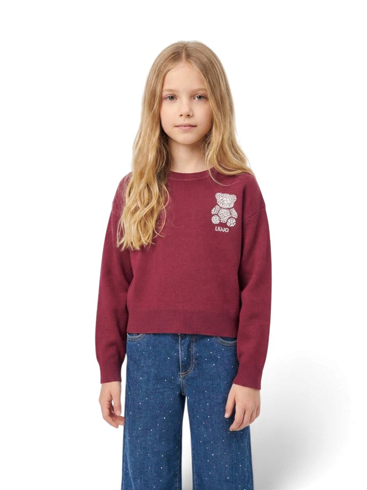 Bordeaux pull met beer in parelmoer Lui Jo