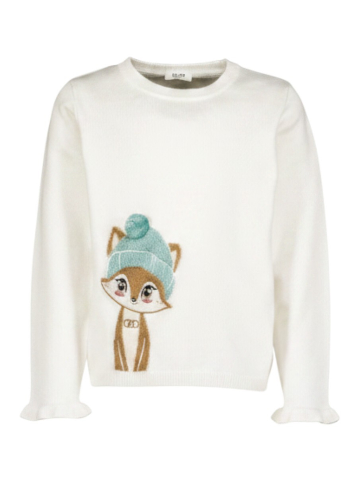 Ecru sweater met illustraatie van een vos Liu Jo