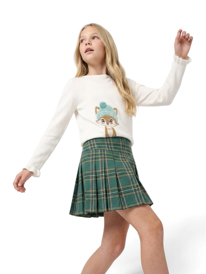 Ecru sweater met illustraatie van een vos Liu Jo