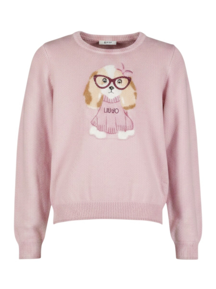Roze trui met illustratie van een hond Liu Jo