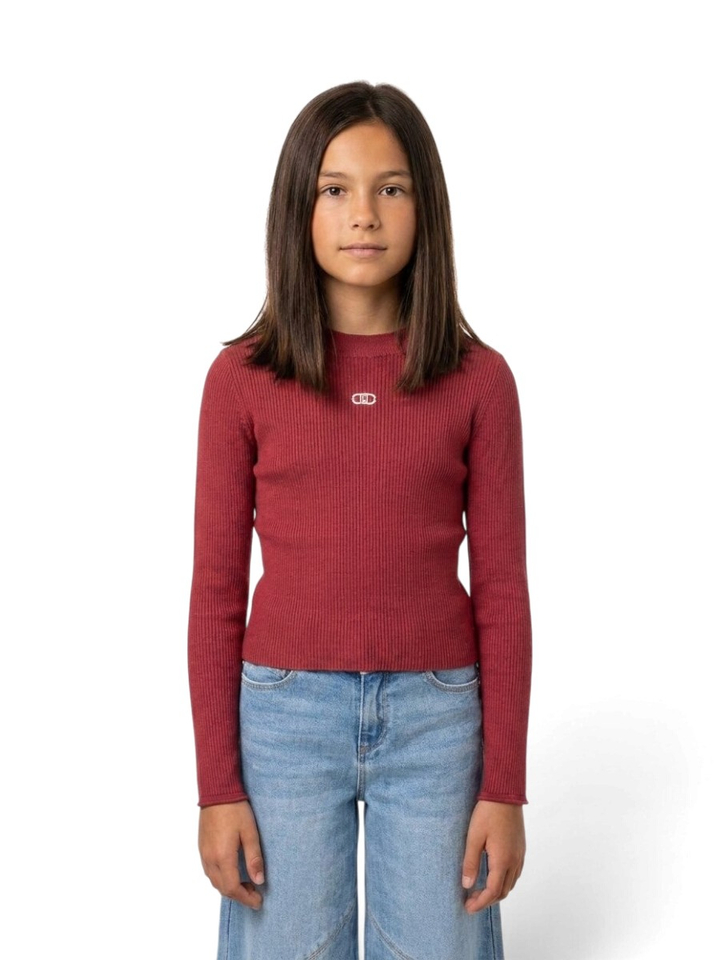 Bordeaux trui in ribbel Liuo Jo