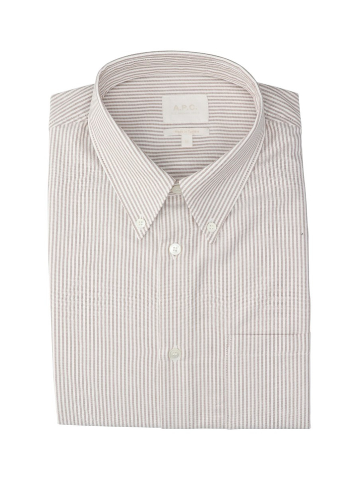 Camel katoenen hemd (regular fit) met strepen en lange mouwen A.P.C