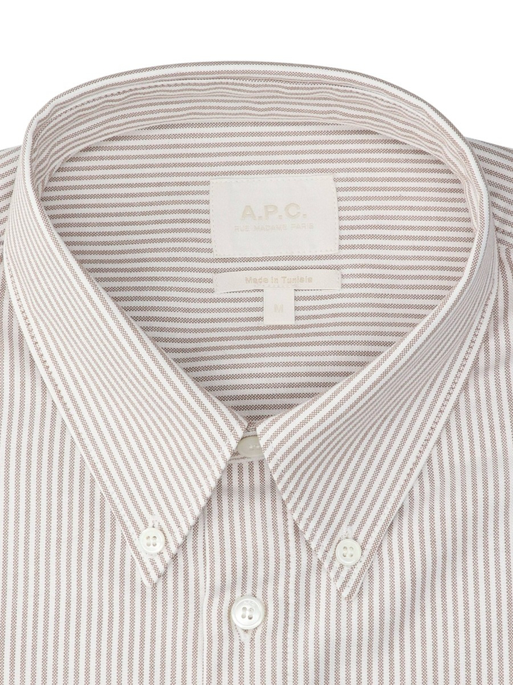 Camel katoenen hemd (regular fit) met strepen en lange mouwen A.P.C