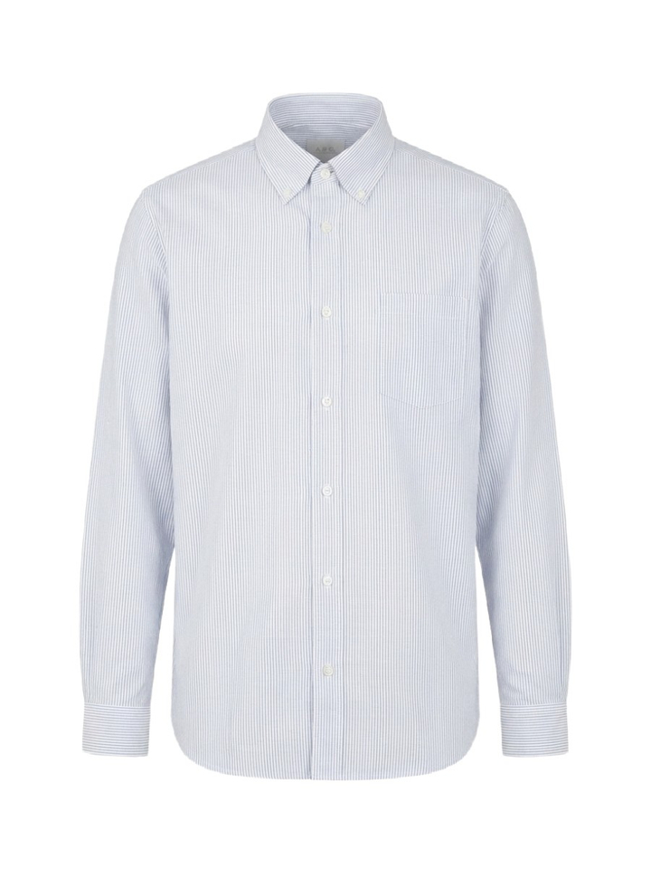 Wit katoenen hemd (regular fit) met strepen en lange mouwen A.P.C