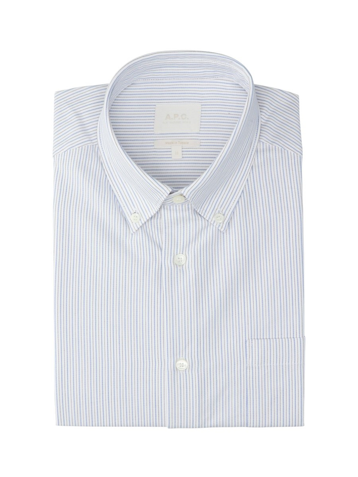Wit katoenen hemd (regular fit) met strepen en lange mouwen A.P.C