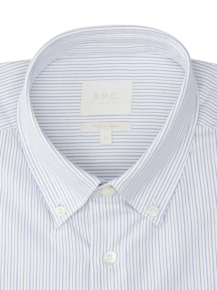 Wit katoenen hemd (regular fit) met strepen en lange mouwen A.P.C