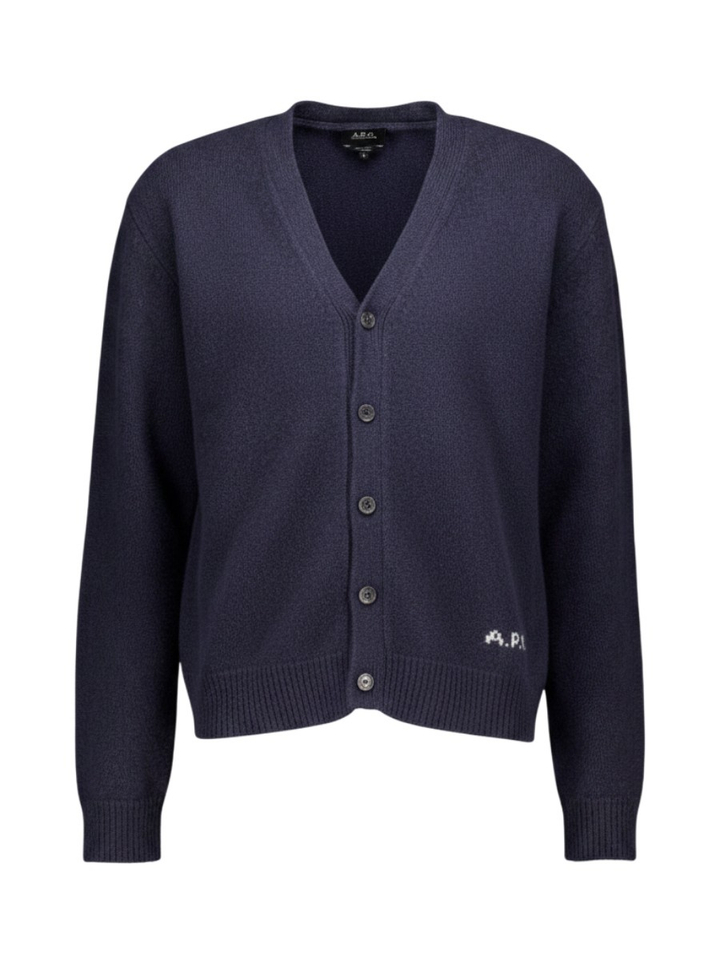 Donkerblauwe gebreide wollen cardigan A.P.C