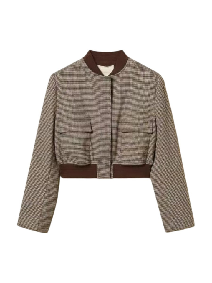 Bruine geruite korte jas Twinset Milano