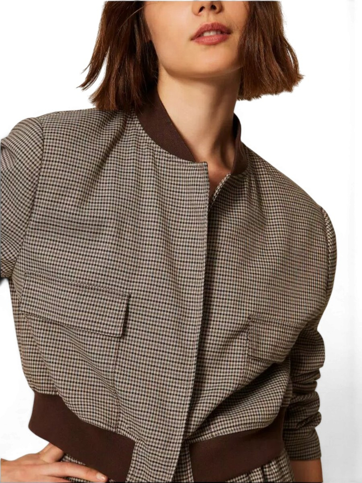 Bruine geruite korte jas Twinset Milano