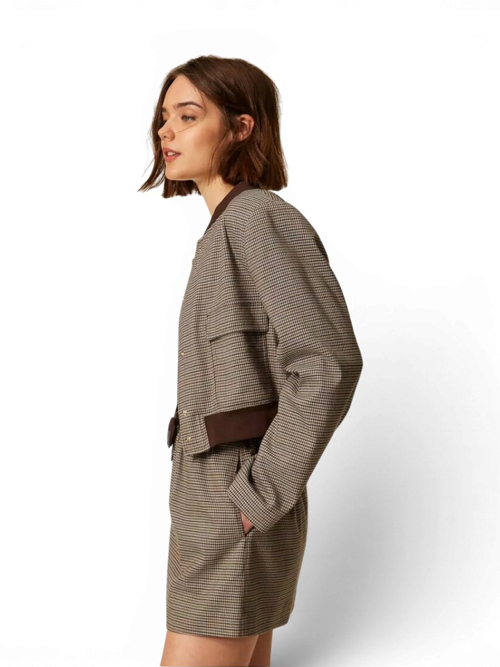 Bruine geruite korte jas Twinset Milano