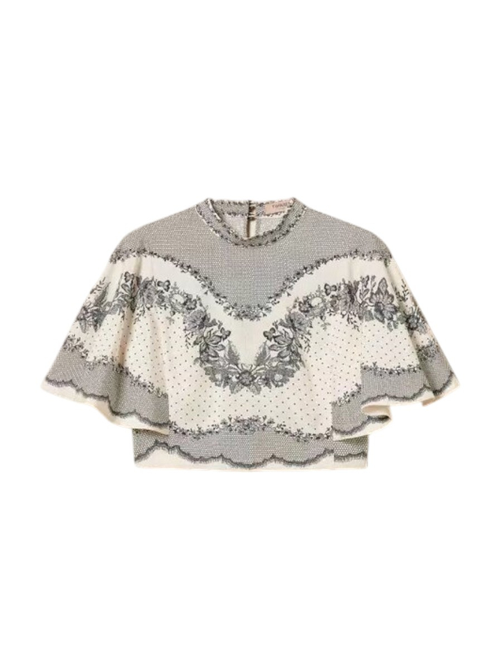 Ecru bloes met zwarte bloemenprint Twinset Milano 