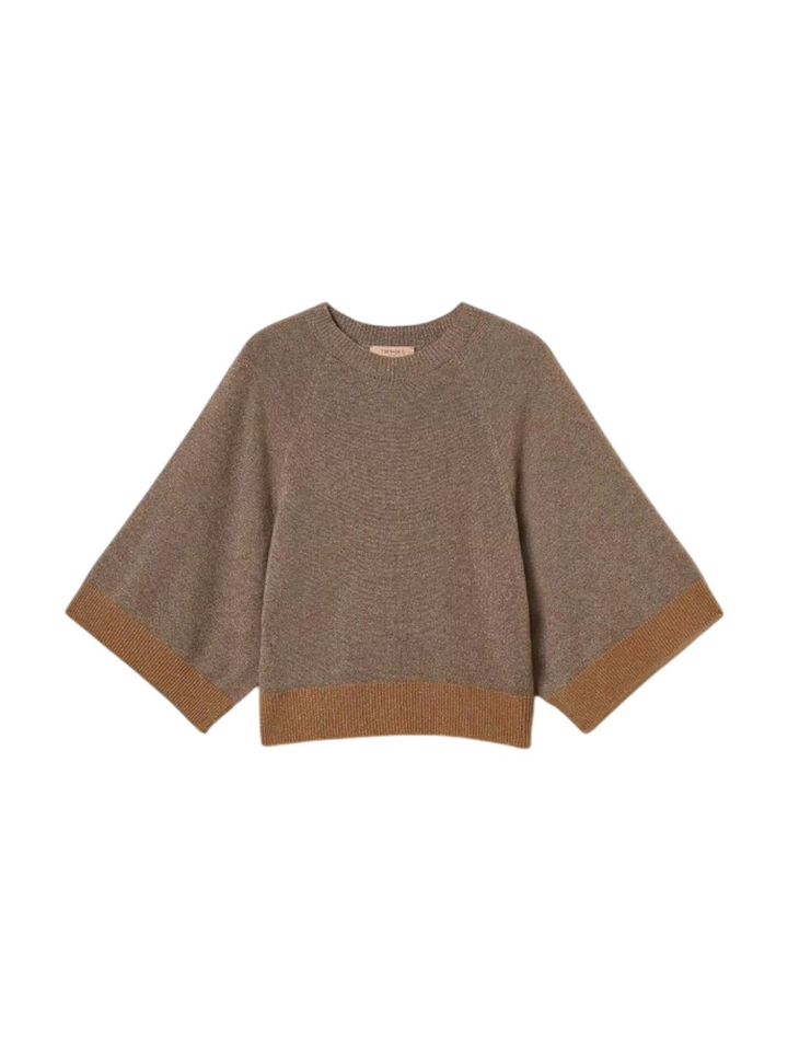 Taupe kleurige trui met glitter Twinset Milano