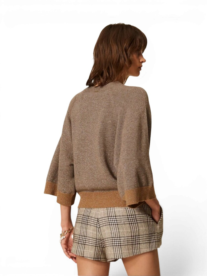 Taupe kleurige trui met glitter Twinset Milano