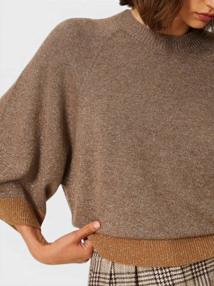 Taupe kleurige trui met glitter Twinset Milano
