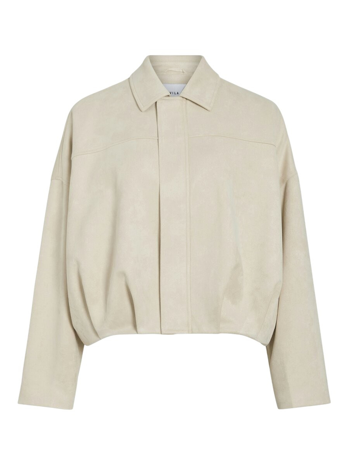 Beige kort jas suede look Viviral Vila