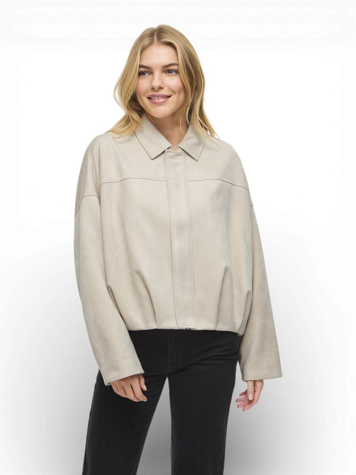 Beige kort jas suede look Viviral Vila
