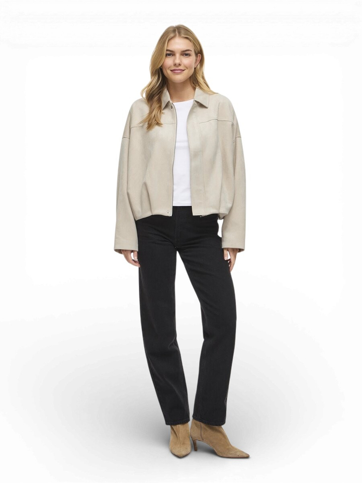 Beige kort jas suede look Viviral Vila