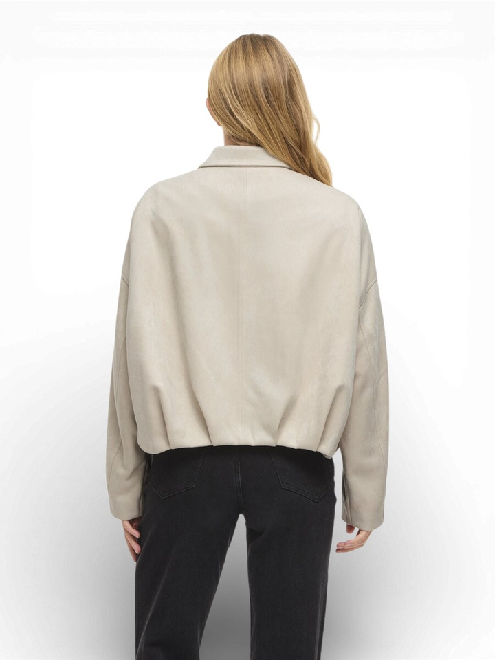 Beige kort jas suede look Viviral Vila