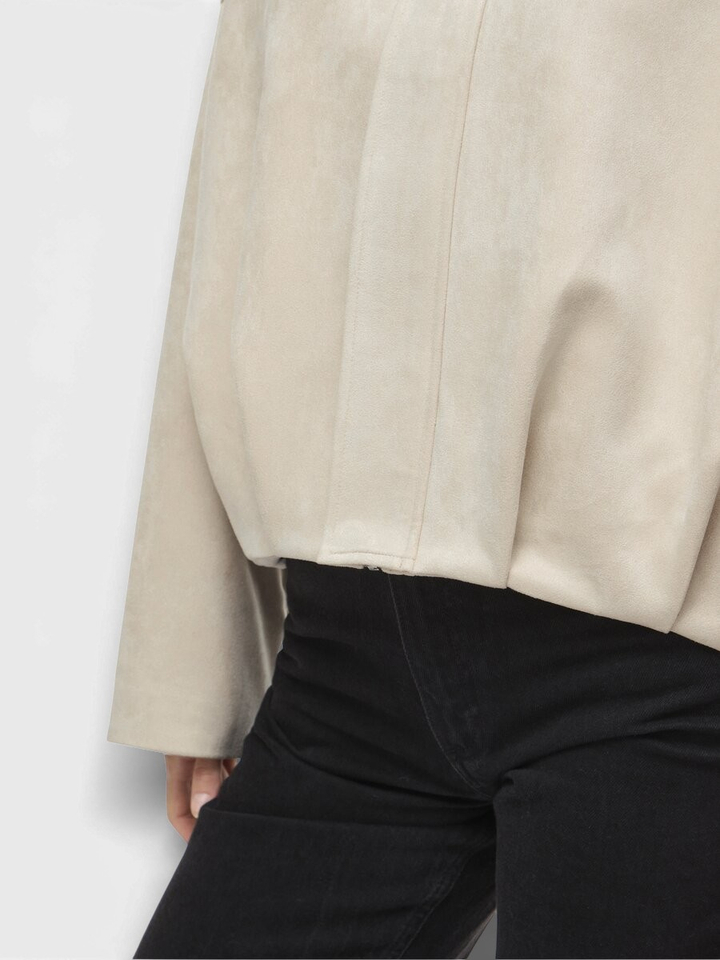 Beige kort jas suede look Viviral Vila