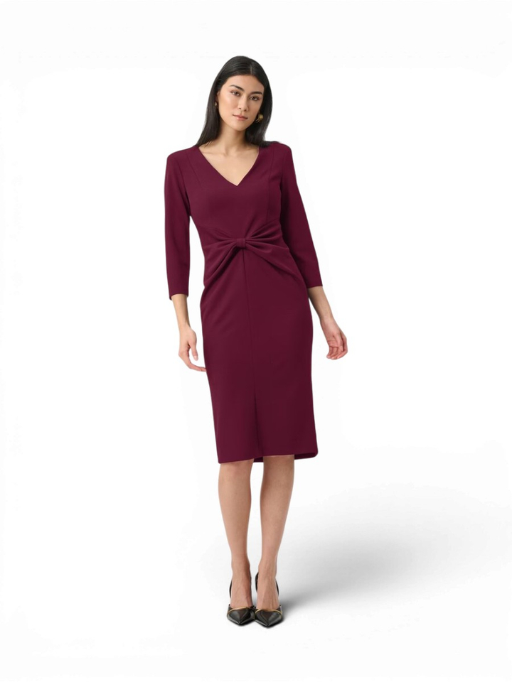 Bordeaux kleurige jurk met strop in taille Joseph Ribkoff