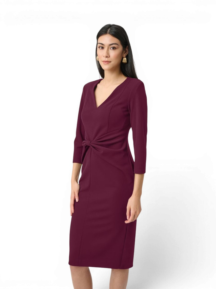 Bordeaux kleurige jurk met strop in taille Joseph Ribkoff