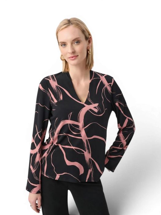 Zwarte bloes met roze print Joseph Ribkoff