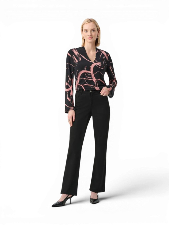 Zwarte bloes met roze print Joseph Ribkoff 