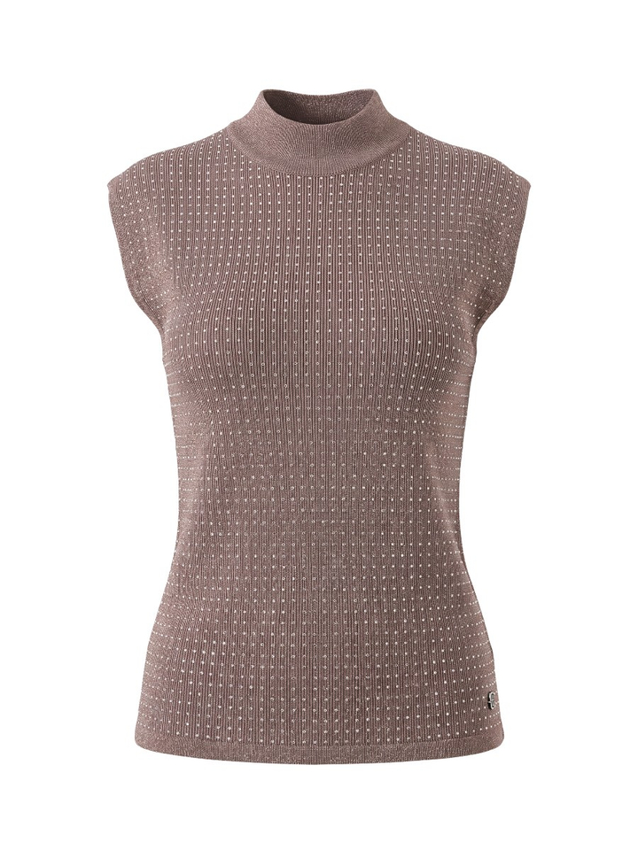 Taupe kleurige top met strass detail Joseph Ribkoff 