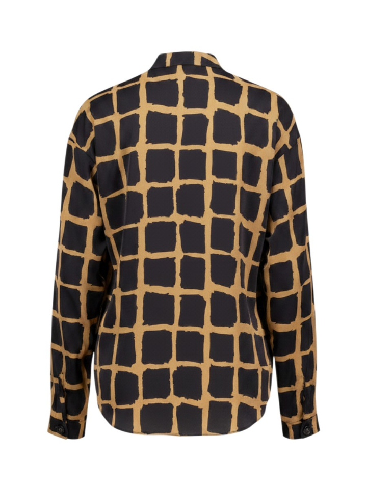Beige/zwart geruiten blouse met V-hals Joseph Ribkoff