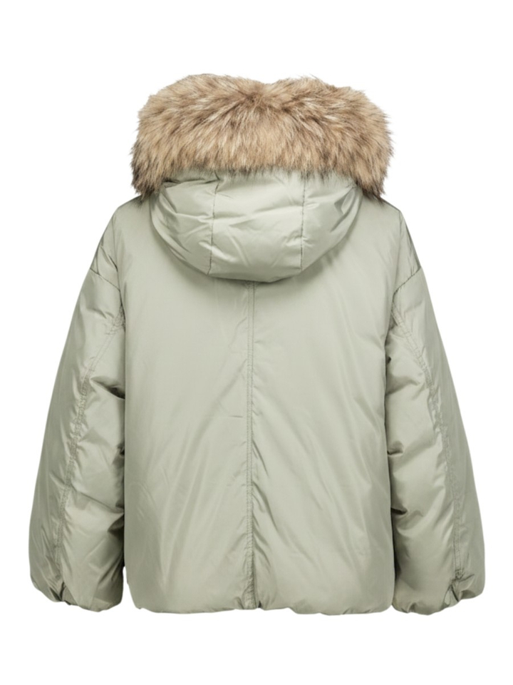 Groene jas met pelskraag Kasia Stand
