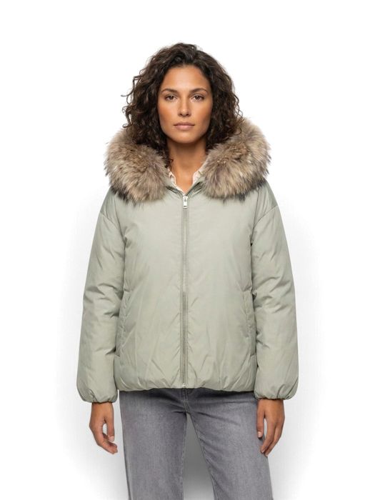 Groene jas met pelskraag Kasia Stand
