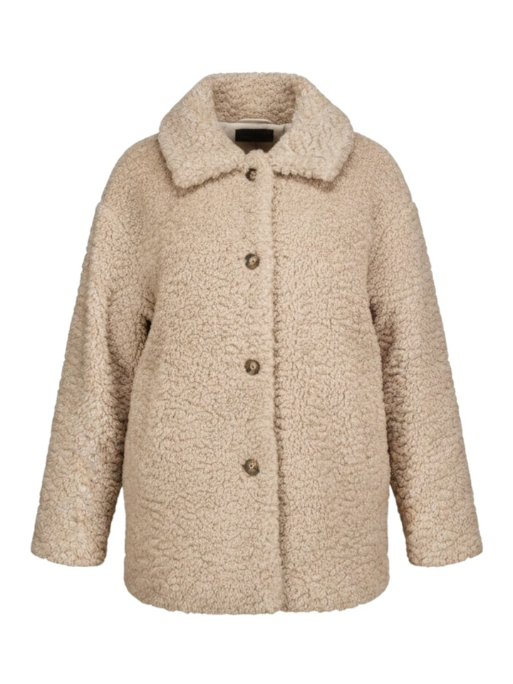 Beige teddy jas Solange Stand