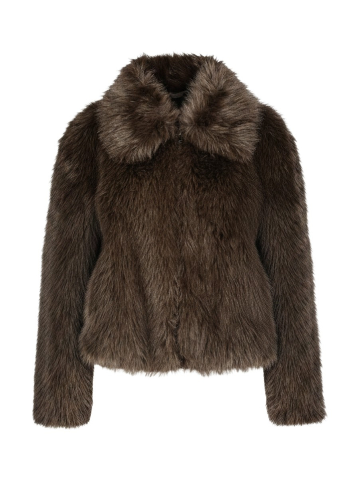 Bruine jas in faux fur Queenie Stand 