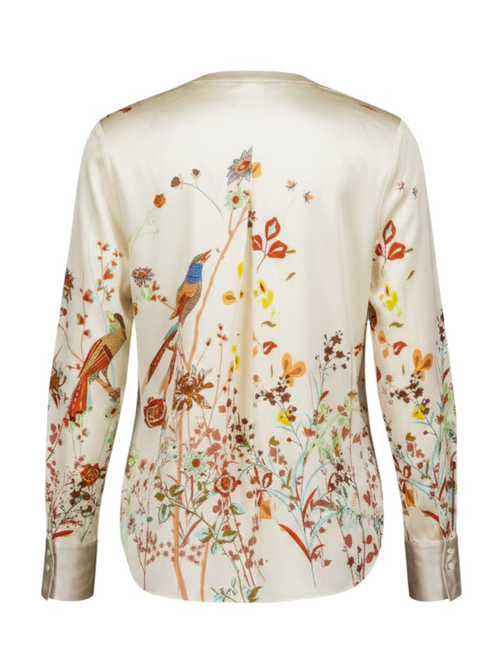 Ecru bloes met multi-color bloemenprint Herzen's