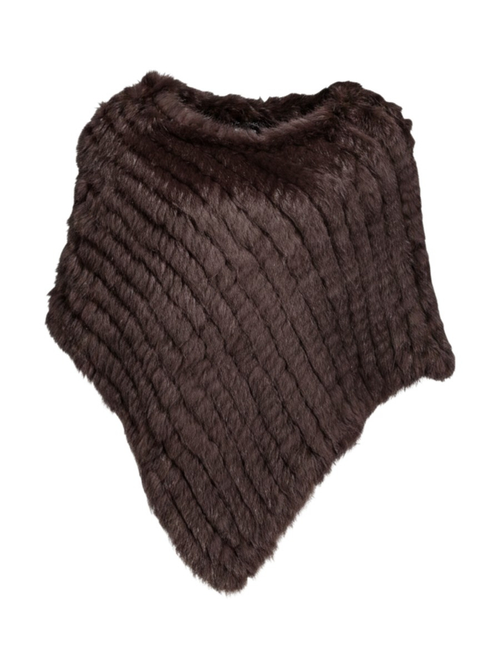 Donkerbruine poncho met diagonaal gestikte banen Davos Oakwood