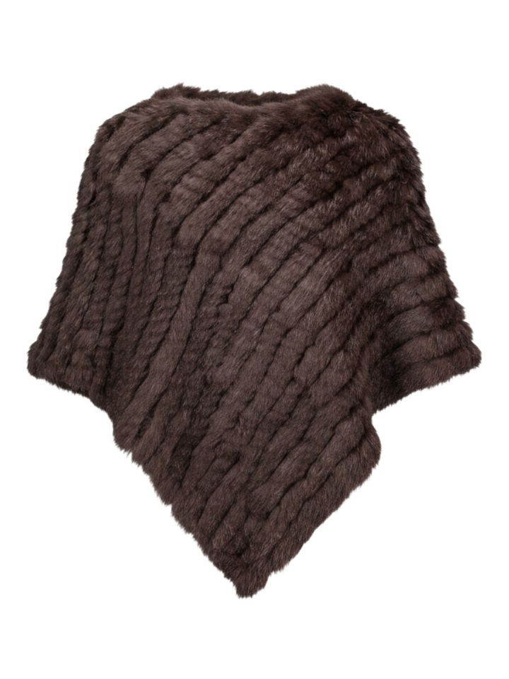 Donkerbruine poncho met diagonaal gestikte banen Davos Oakwood