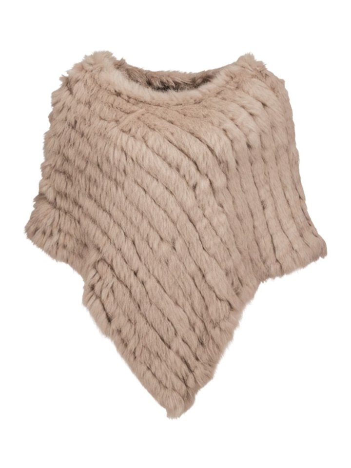 Beige Poncho met diagonaal gestikte banen Davos Oakwood
