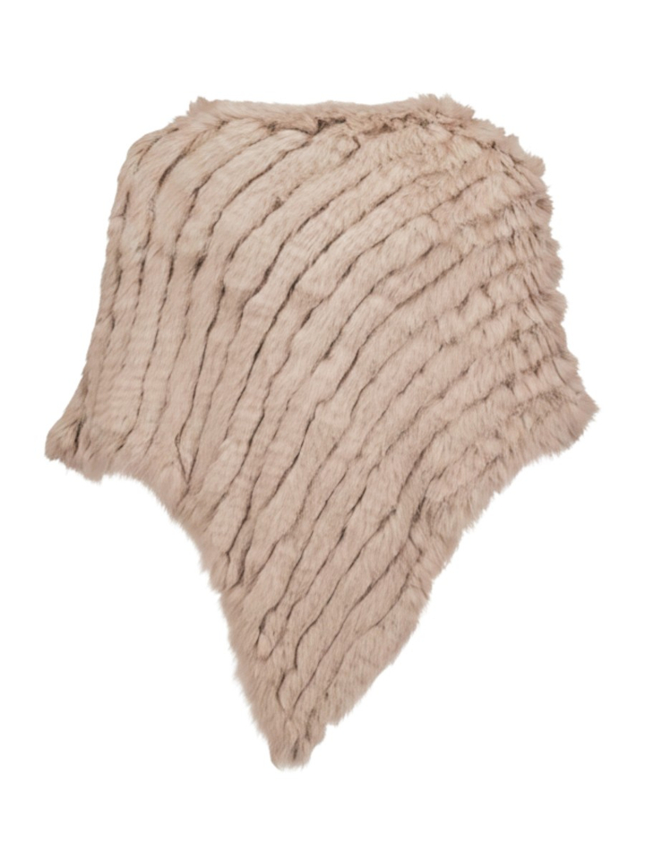 Beige Poncho met diagonaal gestikte banen Davos Oakwood