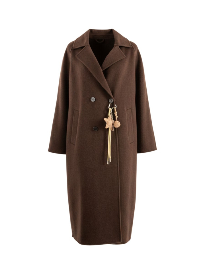 Bruine lange mantel Donnatella Oakwood